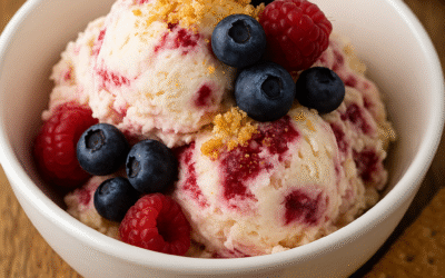 Helado Cheesecake Casero de Frutos Rojos – Receta Cremosa y Sin Horno